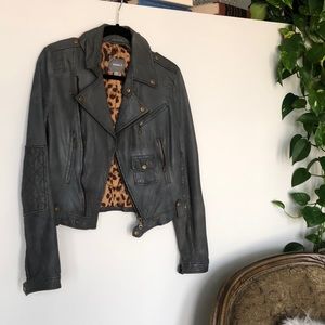 Genuine leather moto jacket